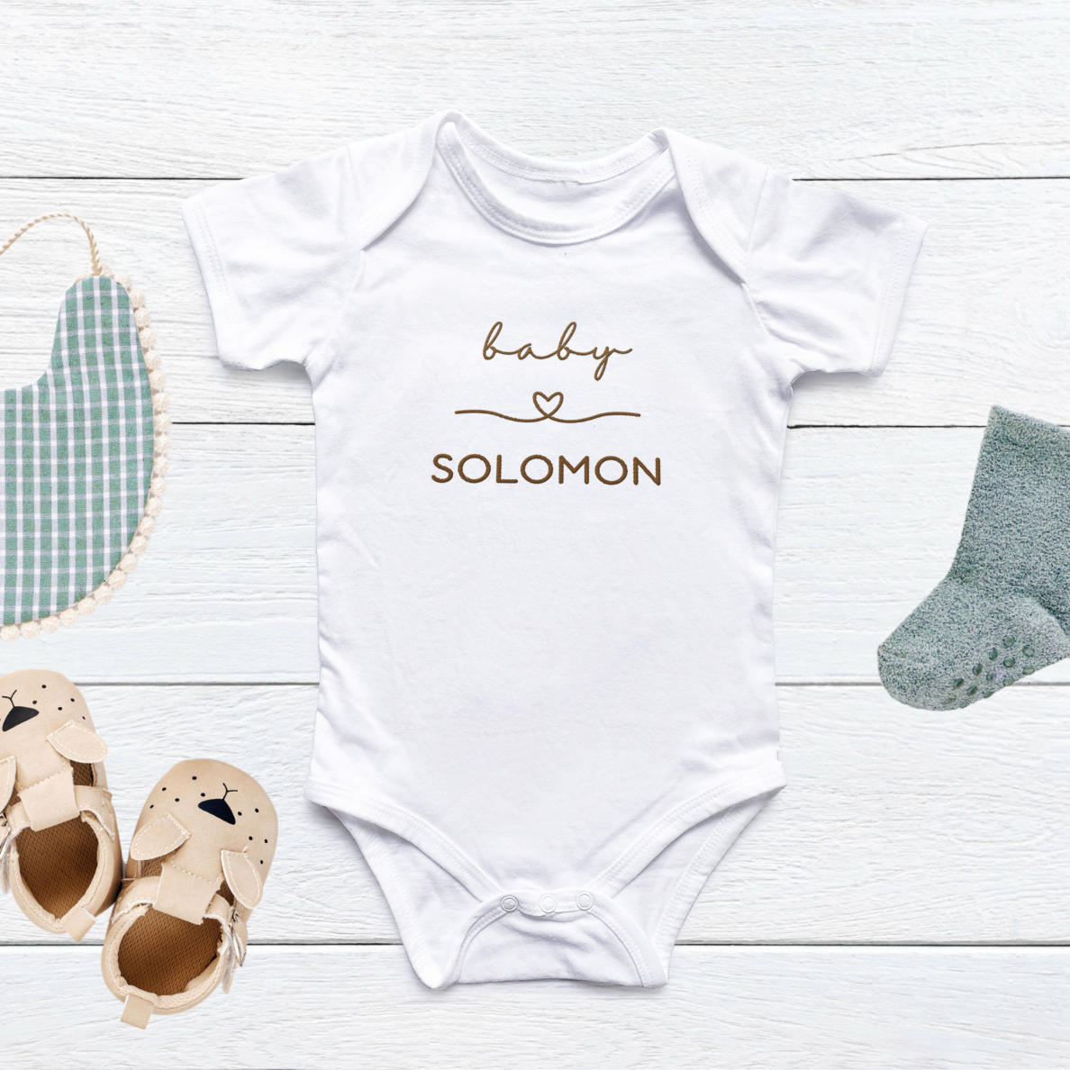 Custom Embroidered Short Sleeve Baby Onesie