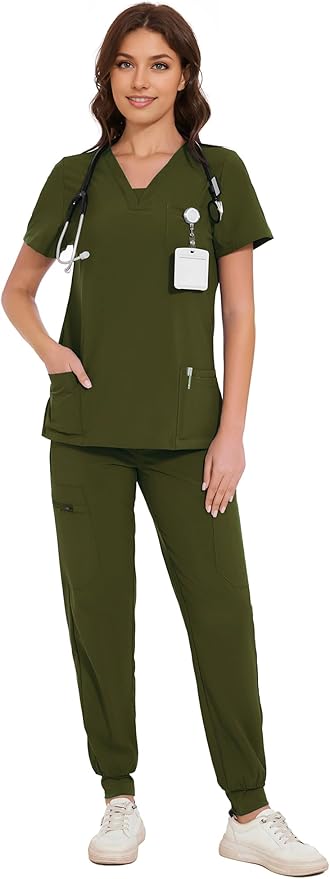 Custom Embroidered Women Scrubs Set
