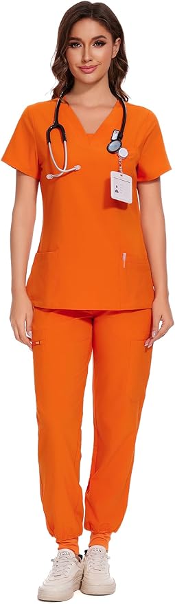 Custom Embroidered Women Scrubs Set