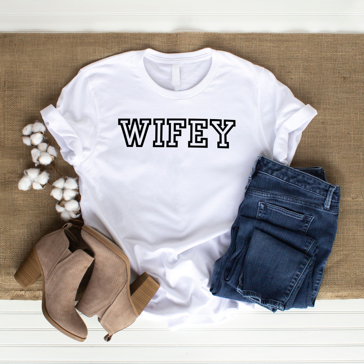 Embroidered Wifey Shirt, Customized Wife Shirt,Honeymoon Shirt, Engagement Gift, Wedding Gift, Wife Husband Shirt (Copy)