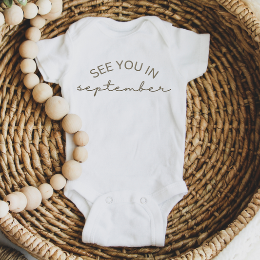 Embroidered See you in September, See you Soon Personalized Baby Girl Boy, Custom Girl Natural Baby Name